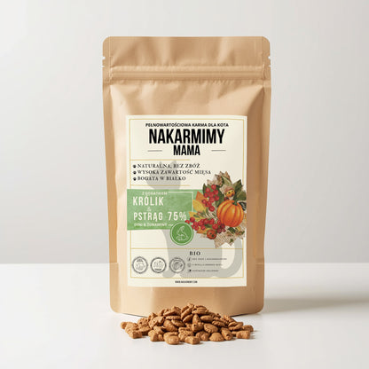 Karma sucha Kot MAMA NAKARMIMY – Królik i Pstrąg 75% Dynia i Żurawina