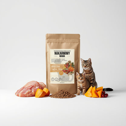Karma sucha Kot MAMA NAKARMIMY – Kurczak i Indyk 75% Dynia i Żurawina