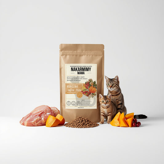 Karma sucha Kot MAMA NAKARMIMY – Kurczak i Indyk 75% Dynia i Żurawina (1–4.5 kg)