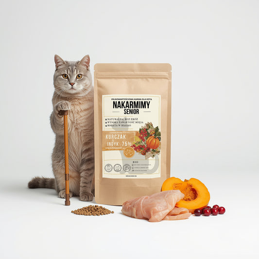 Karma sucha Kot Senior NAKARMIMY – Kurczak i Indyk 75% Dynia i Żurawina (1–4.5 kg)