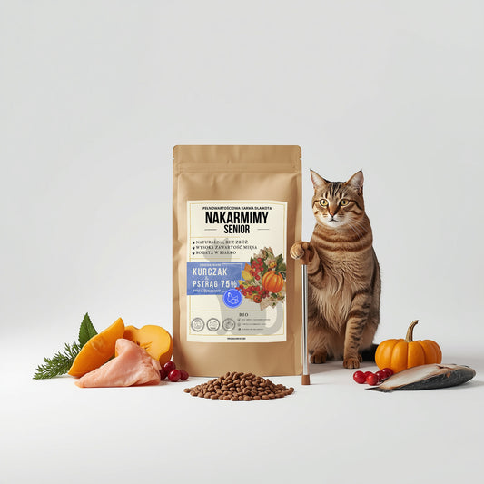 Karma sucha Kot Senior NAKARMIMY – Kurczak i Pstrąg 75% Dynia i Żurawina (1–4.5 kg)