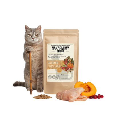Karma sucha Kot Senior NAKARMIMY – Kurczak i Indyk 75% Dynia i Żurawina